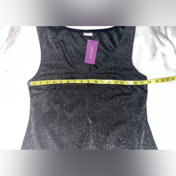 LASCANA  Black Sleeveless Shinmery Dress sz 10 NWT! - Picture 5 of 7